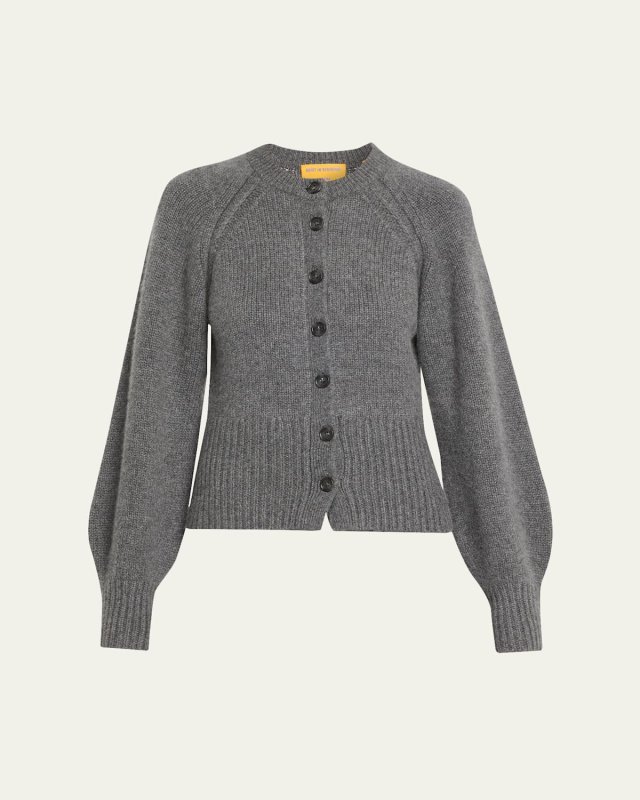 Sculpted Crewneck Cashmere Cardigan